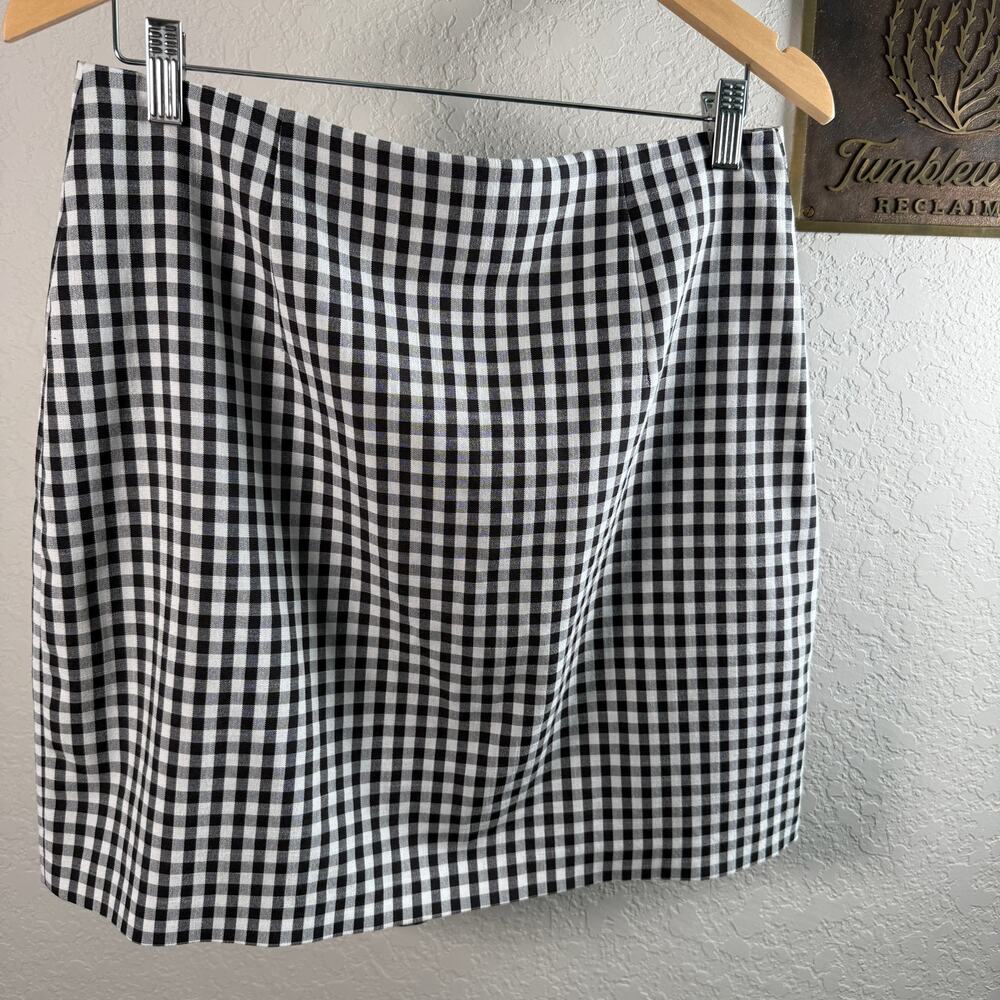 Women's Laundry‎ by Shelli Segal Black and White GIngham Mini Skirt Size Medium - Picture 6 of 8